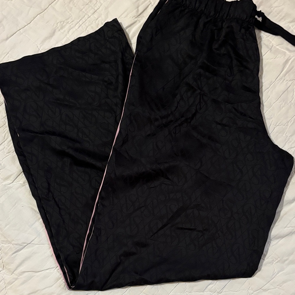 Victoria's Secret Black Pajama Pants with Pink Trim